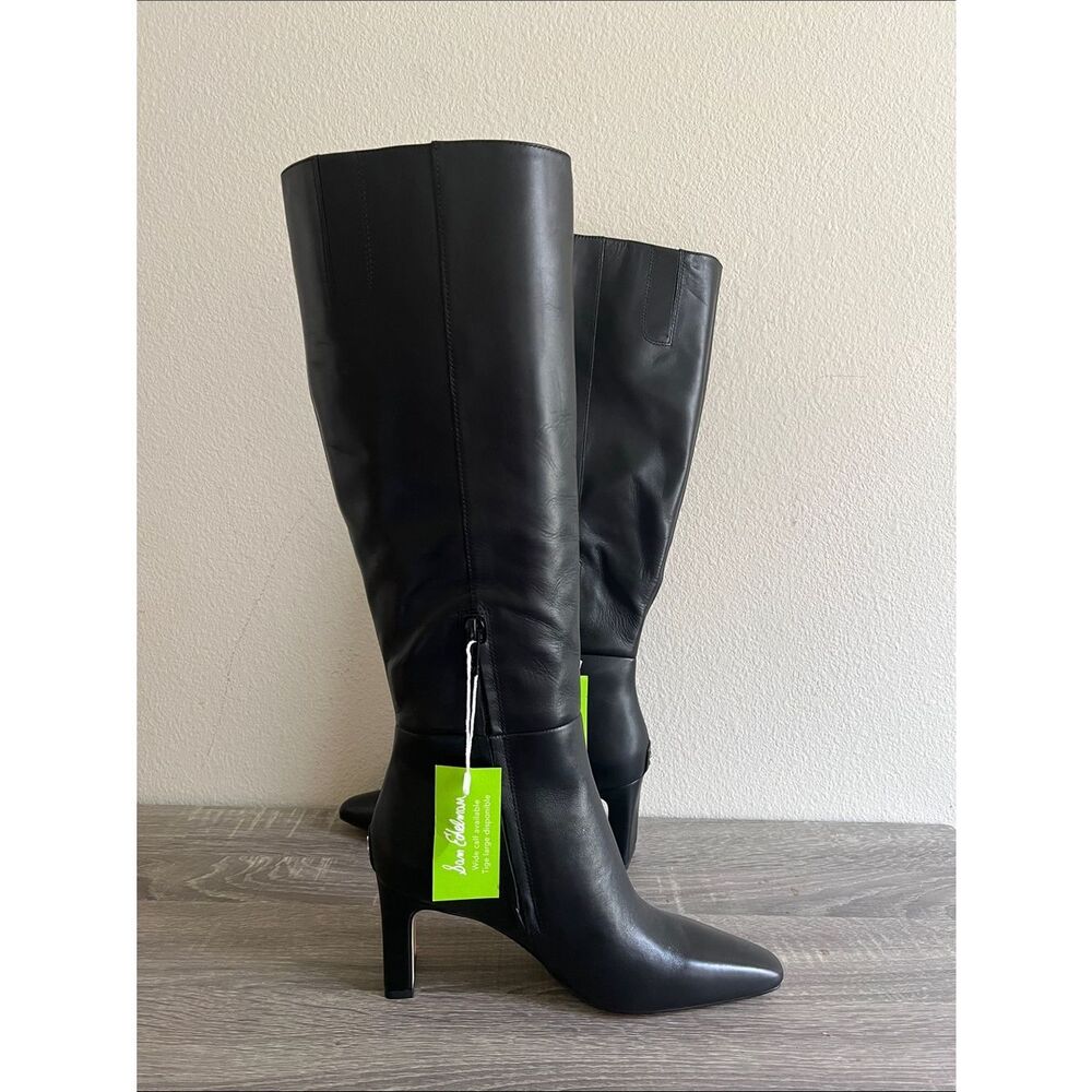 Revolve Sam Edelman Black Leather Sylvia Knee High Heel Boots Women’s 7.5 - Picture 5 of 9